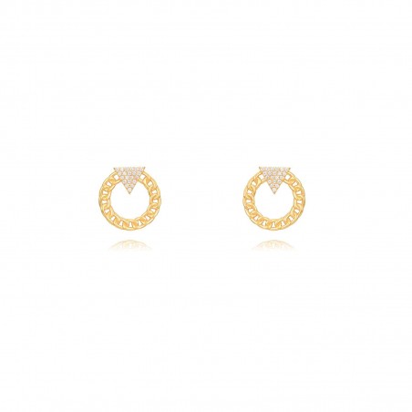 Pendientes Circulo - 15mm - Zircon - Bañado Oro y Plata Rodiada