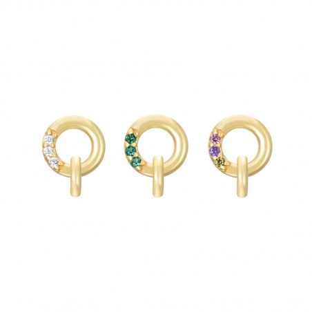 Pendientes Circulo - 6mm Circonita - Bañado Oro y Plata Rodiada