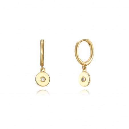 Pendientes Circulo - Circonita Blanca - 11 + 6 mm - Plata Bañado Oro y Plata Rodiada