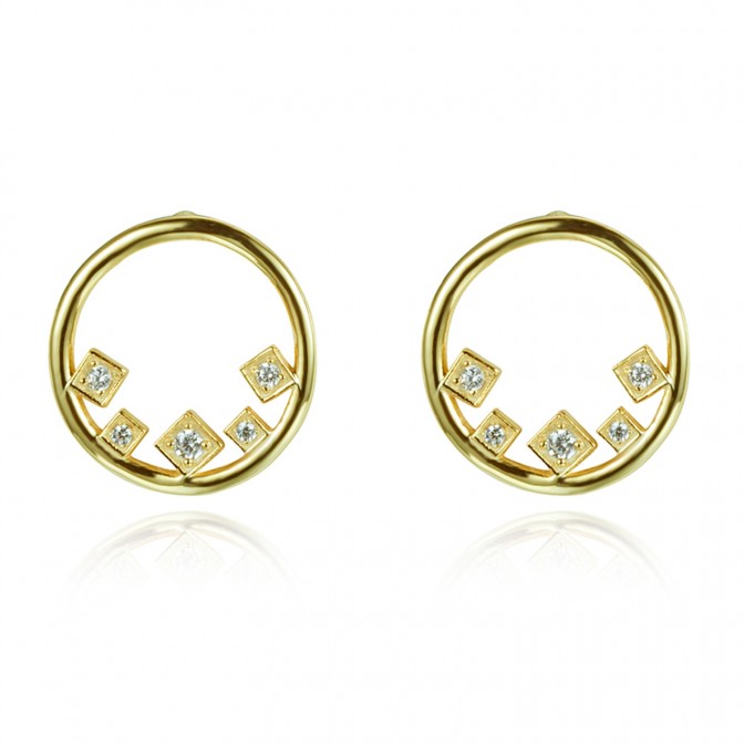 Pendientes Circulo - Circonita Blanco