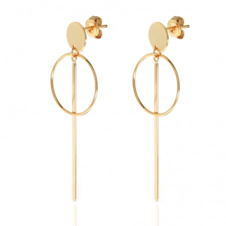 Pendientes Circulo Palo - 51 mm - Bañado Oro y Plata Rodiada