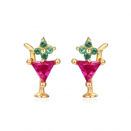 Pendientes Cocktail - 9 mm - Circonita - Bañado Oro Pendientes Cocktail - 9 mm - Circonita - Bañado Oro