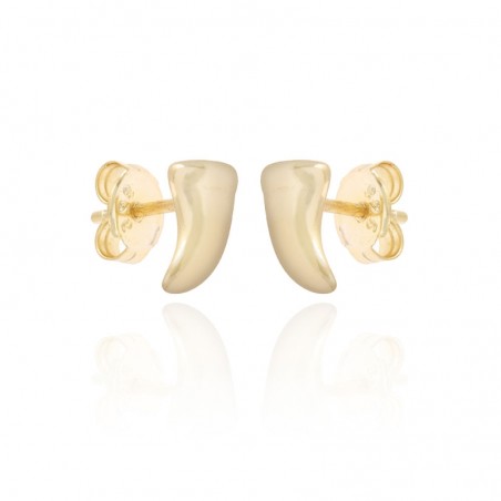 Pendientes Colmillo - 8 mm - Bañado Oro y Plata Rodiada