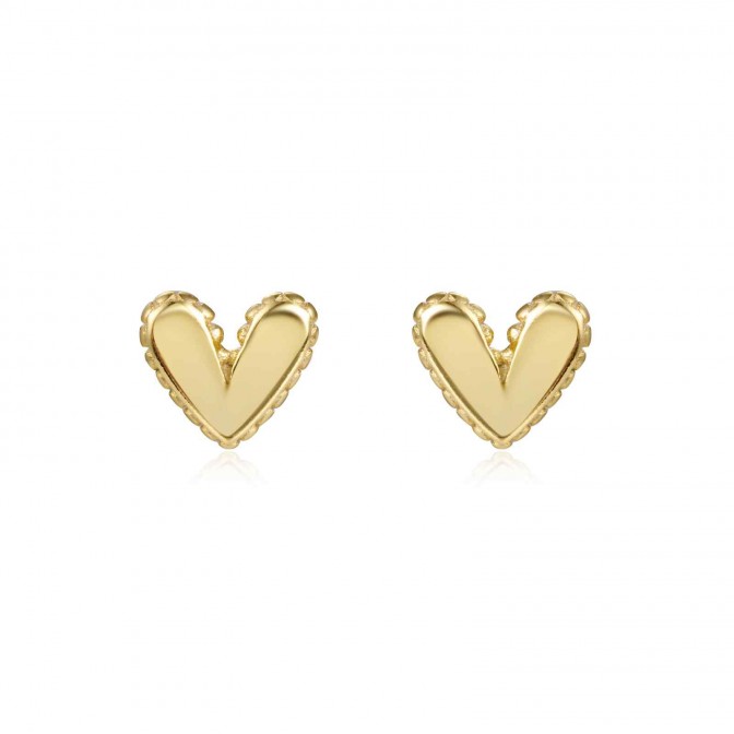 Pendientes Corazon - 6 mm - Bañado Oro y Plata Rodiada