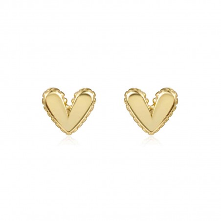 Pendientes Corazon - 6 mm - Bañado Oro y Plata Rodiada