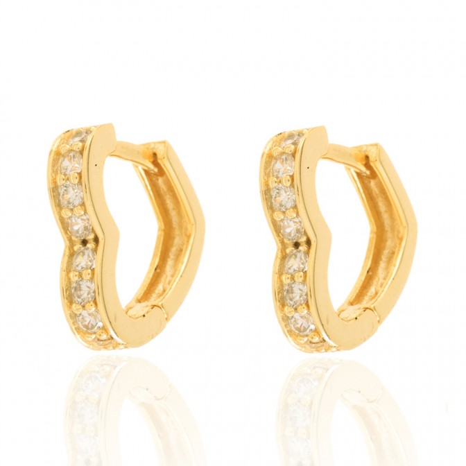 Pendientes Corazon - Circonita Blanca - 13MM