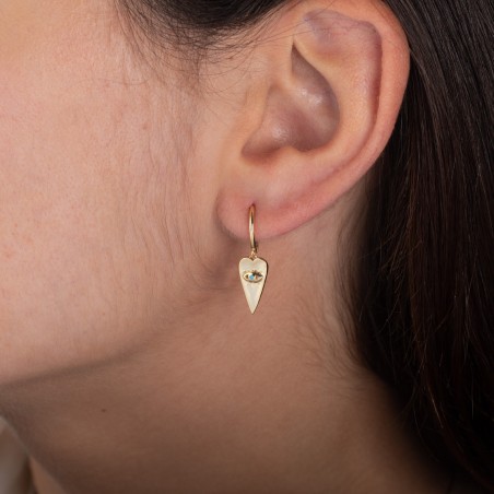 Pendientes Corazon - Ojo de Turco - Turquesa - 11+13 mm - Bañado Oro y Plata Rodiada Pendientes Corazon - Ojo de Turco - Turquesa - 11+13 mm - Bañado Oro y Plata Rodiada