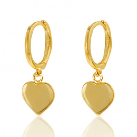 Pendientes Corazon 8mm - Aro 11mm - Bañado Oro y Plata Rodiada