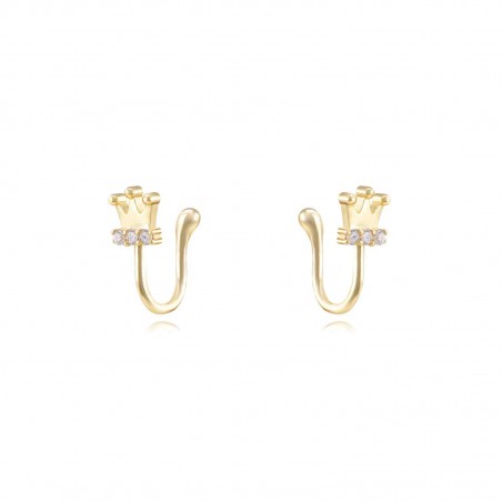 Pendientes Corona - Corona - Earcuff 12mm - Bañado Oro y Plata Rodiada