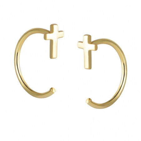 Pendientes Cruz - 5.5 mm - Bañado Oro y Plata Rodiada