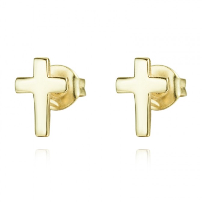 Pendientes Cruz - 8*5 mm - Bañado Oro y Plata Rodiada