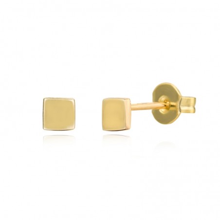 Pendientes Cuadrado - 2.5mm , 4 mm - Bañado Oro y Plata Rodiada