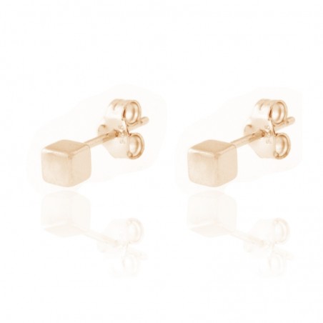 Pendientes Cubo - 3*3 mm - Bañado Oro y Plata Rodiada