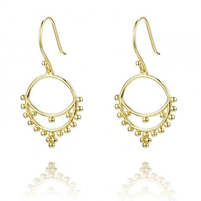 Pendientes de gancho - Bolas 35mm - Bañado Oro y Plata Rodida