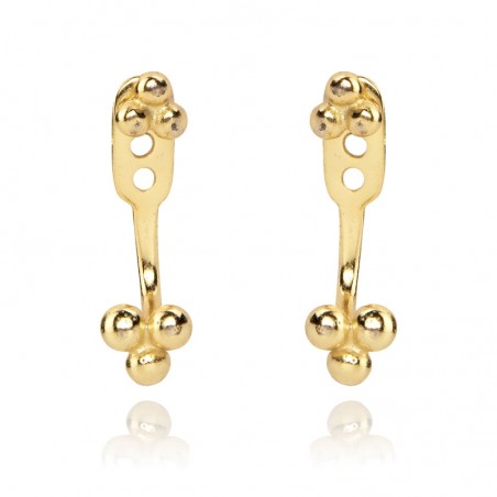 Pendientes Ear jacket - Bolas 17 mm - Bañado Oro y Plata Rodiada