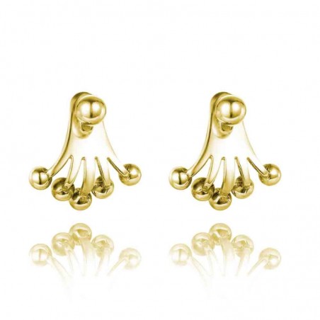 Pendientes Ear Jacket - Bolitas 14 mm - Bañado Oro y Plata Rodiada