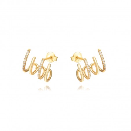 Pendientes Ear Jacket - Circonita - 12 * 16 mm - Bañada Oro y Plata Rodiada