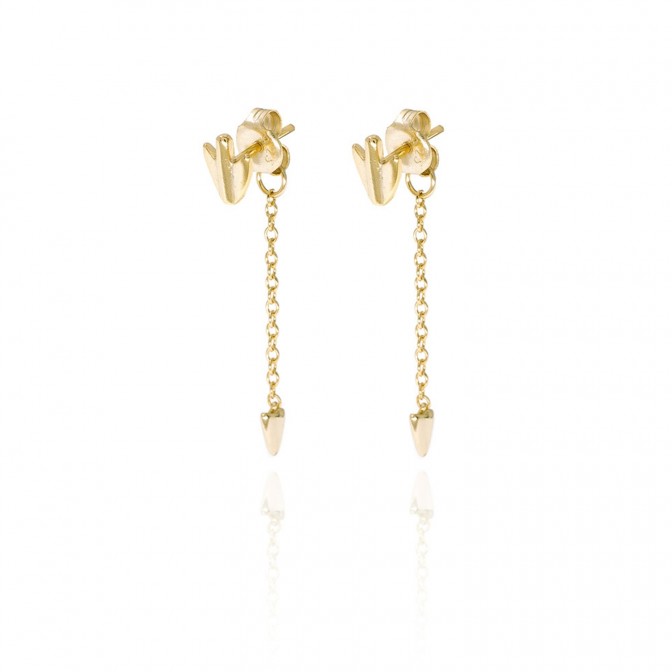 Pendientes Ear Jacket - Flecha Cadena 38 mm - Bañado Oro y Plata Rodiada