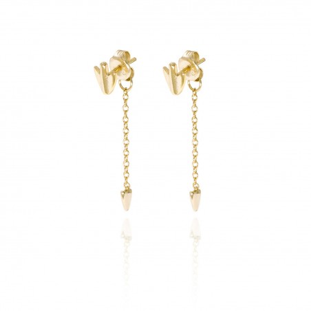 Pendientes Ear Jacket - Flecha Cadena 38 mm - Bañado Oro y Plata Rodiada