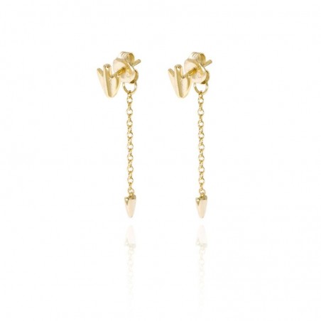 Pendientes Ear Jacket - Flecha Cadena 42 mm - Bañado Oro y Plata Rodiada