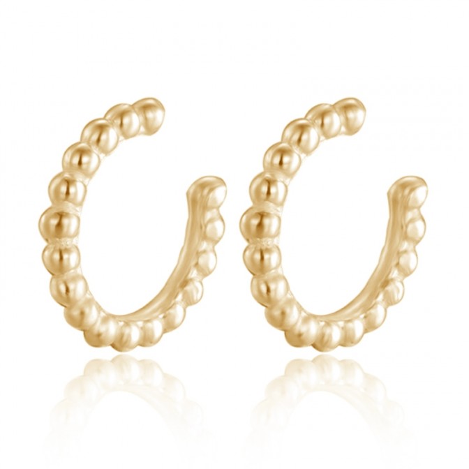 Pendientes Earcuff - Bolas 9.5 mm - Bañado Oro y Plata Rodiada