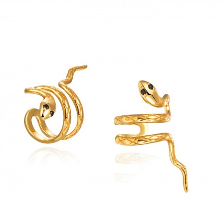 Pendientes Earcuff - Circonita Negra - Serpiente