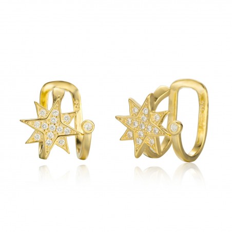 Pendientes Earcuff - Estrella - Circonita Blanca