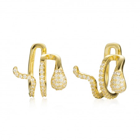 Pendientes Earcuff - Serpiente - Circonita Blanca