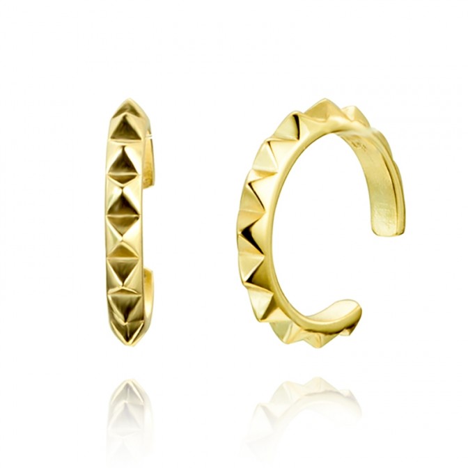 Pendientes Earcuff - Triangulos 10 mm - Bañado Oro y Plata Rodiada