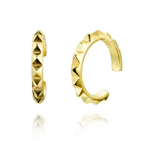 Pendientes Earcuff - Triangulos 10 mm - Bañado Oro y Plata Rodiada