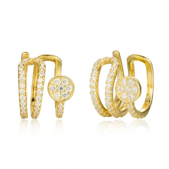 Pendientes Earcuff - Triple - Circonita Blanca