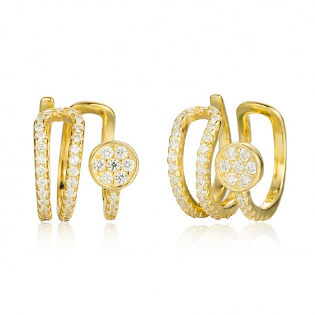 Pendientes Earcuff - Triple - Circonita Blanca