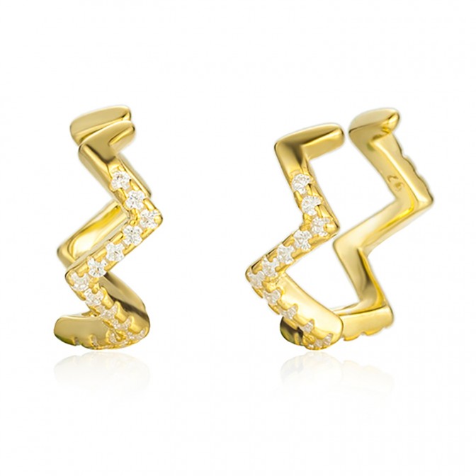 Pendientes Earcuff - zigzag - Circonita Blanca