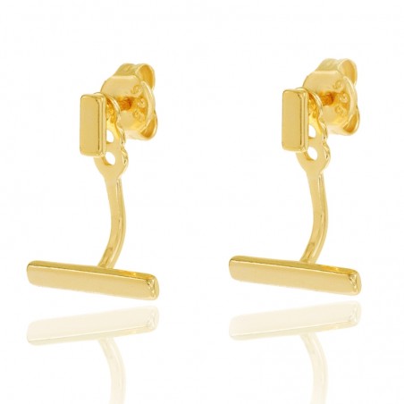 Pendientes Earjacket - Barra 14 mm - Bañado Oro y Plata Rodiada