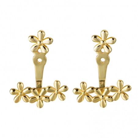 Pendientes Earjacket Flor - 19 mm - Bañado Oro y Plata Rodiada