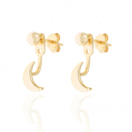 Pendientes Earjacket Luna - 16 mm - Bañado Oro y Plata Rodiada