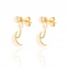 Pendientes Earjacket Luna - 16 mm - Bañado Oro y Plata Rodiada