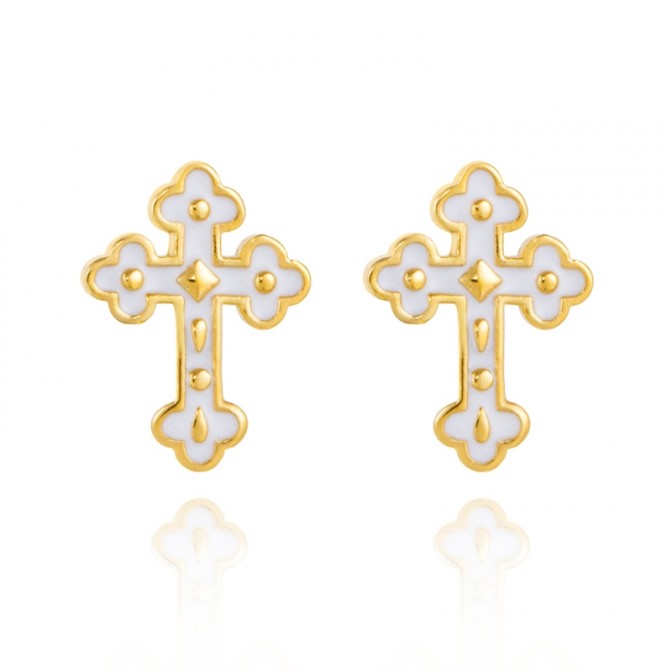 Pendientes Enamel Turquesa Cruz - 11 * 8 mm