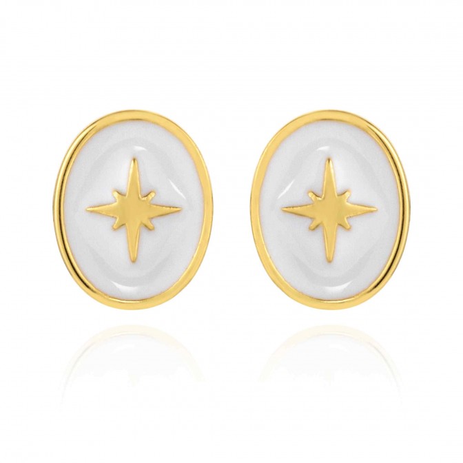 Pendientes Enamel Turquesa Oval Estrella - 6 * 8 mm