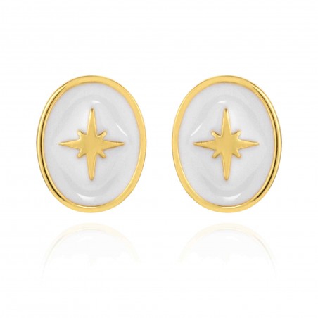 Pendientes Enamel Turquesa Oval Estrella - 6 * 8 mm