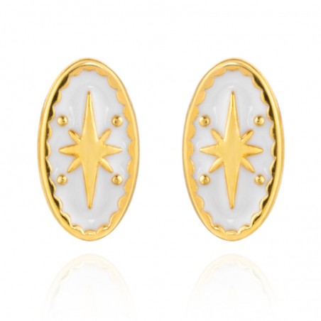 Pendientes Enamel Turquesa Oval Estrella - 9 * 5 mm