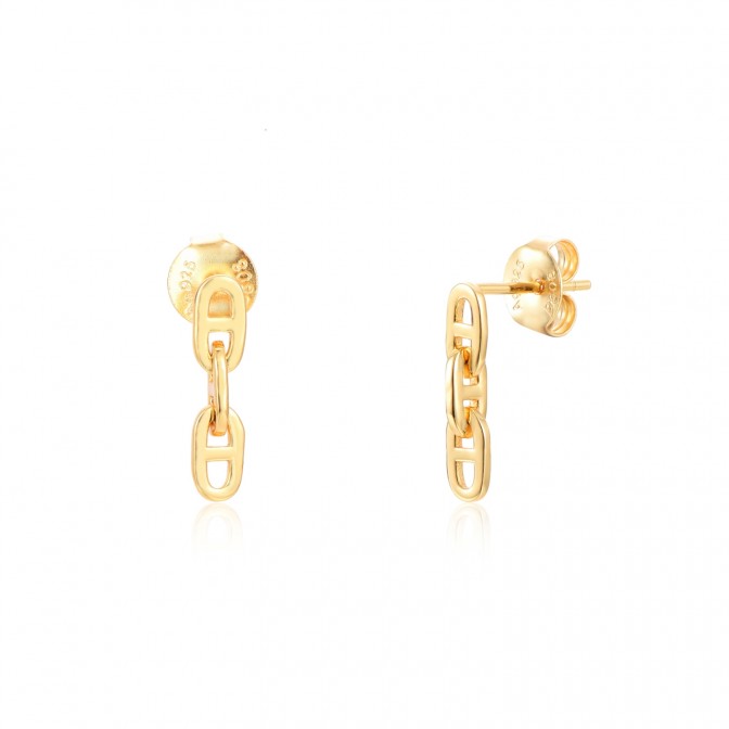 Pendientes Eslabón - 15 mm - Bañado Oro