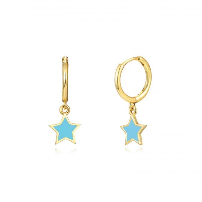 Pendientes Estrella - 11+8 mm - Enamel - Bañado Oro