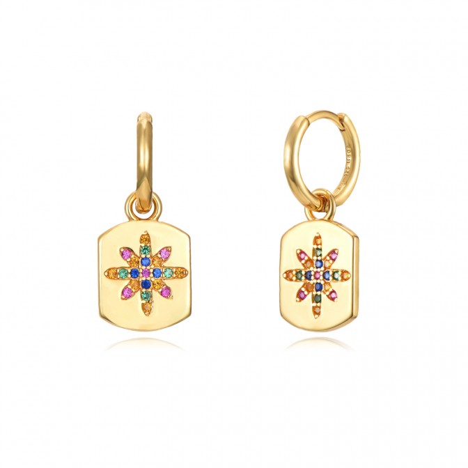Pendientes Estrella - Circonita - 11 + 12 mm - Bañado Oro