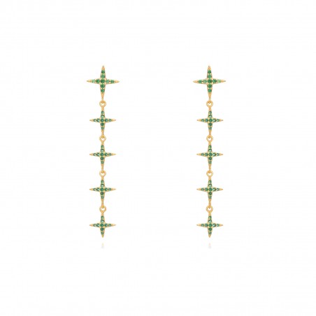 Pendientes Estrella - Circonita - 53 mm - Bañado Oro y Plata Rodiada