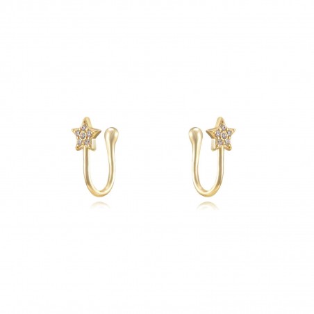 Pendientes Estrella - Estrella - Earcuff 12,5mm - Bañado Oro y Plata Rodiada