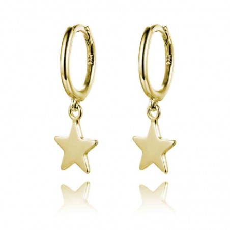 Pendientes Estrella 7mm - Aro 11mm - Bañado Oro y Plata Rodiada