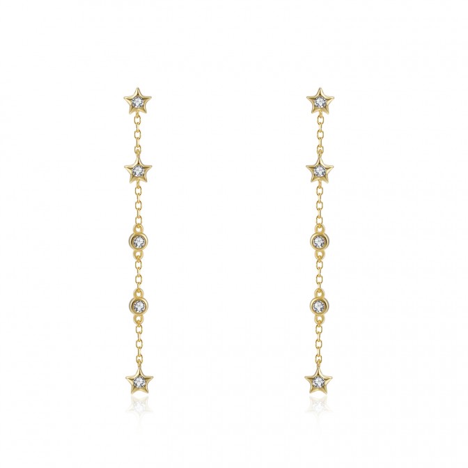 Pendientes Estrella Cadena - 48mm - Circonita