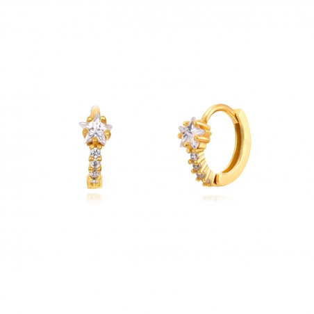 Pendientes Estrella Circonita - 11 mm - Bañado Oro y Plata Rodiada