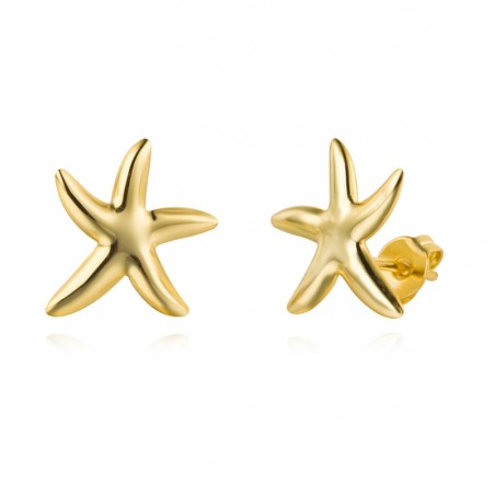 Pendientes Estrella de Mar - 14 mm - Bañado Oro y Plata Rodiada